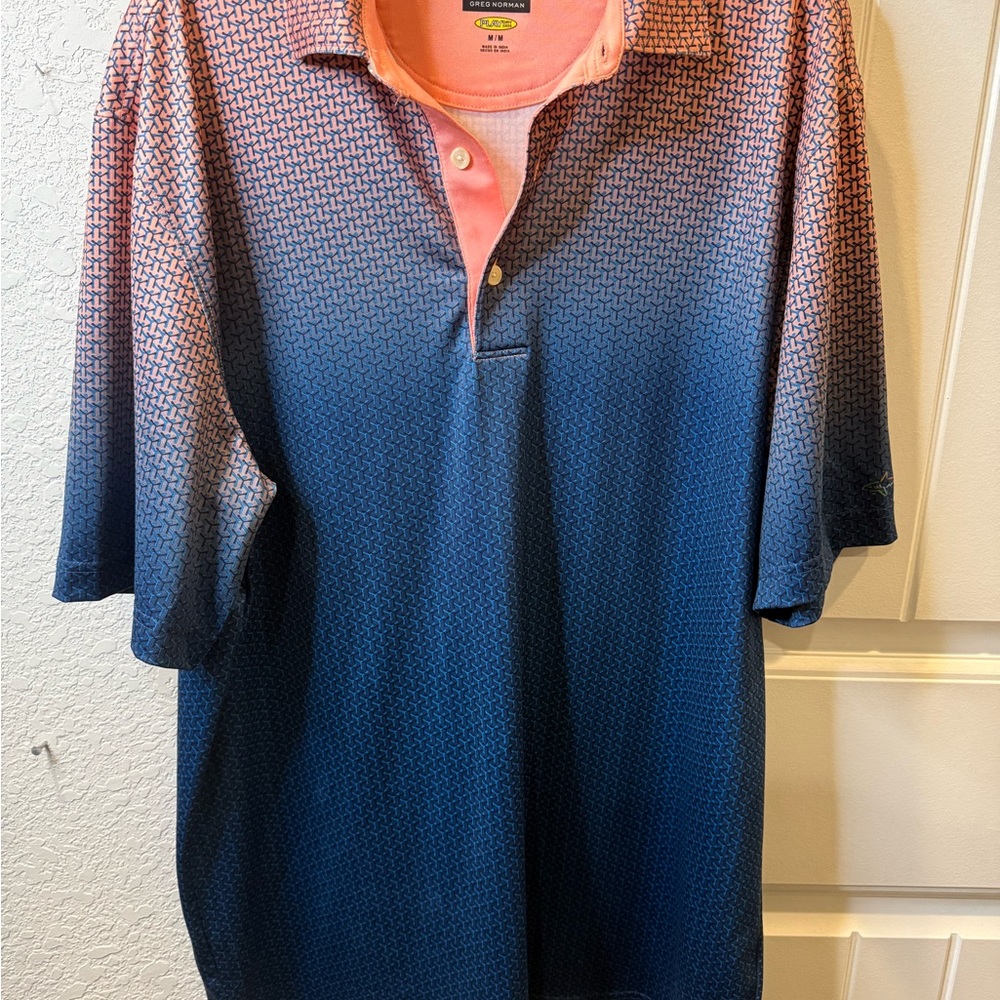 Greg Norman Collection Coral and Navy Polo Shirt